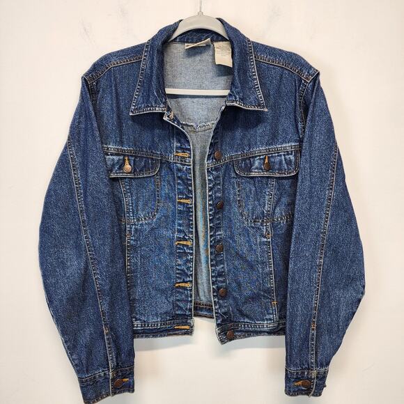 Vintage Bill Blass Relaxed Fit Jean Denim Jacket Size L Medium Wash 100% Cotton - Picture 1 of 13